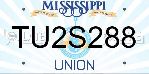 TU2S288 Mississippi License Plate