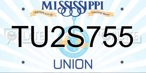 TU2S755 Mississippi License Plate