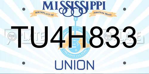 TU4H833 Mississippi License Plate