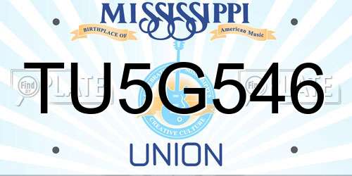 TU5G546 Mississippi License Plate