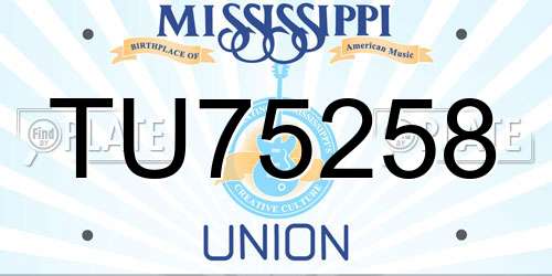 TU75258 Mississippi License Plate