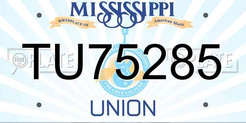 TU75285 Mississippi License Plate