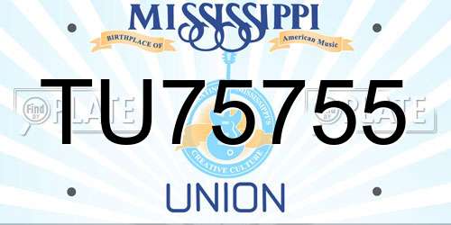 TU75755 Mississippi License Plate