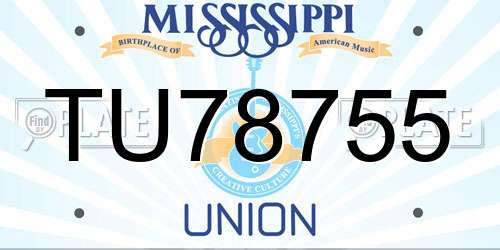 TU78755 Mississippi License Plate