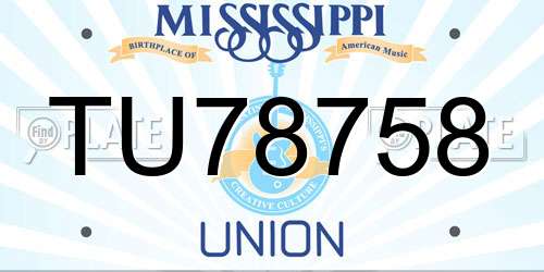 TU78758 Mississippi License Plate