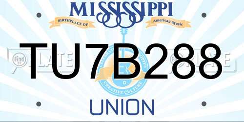 TU7B288 Mississippi License Plate