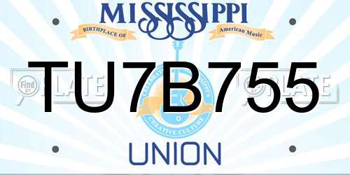 TU7B755 Mississippi License Plate