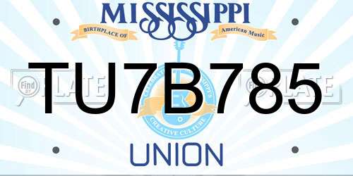 TU7B785 Mississippi License Plate