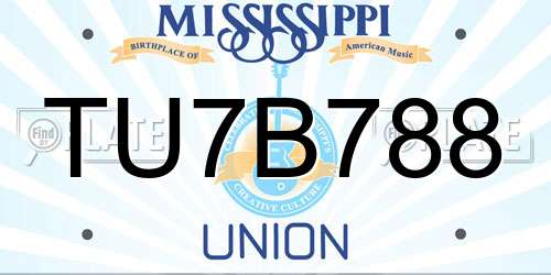 TU7B788 Mississippi License Plate