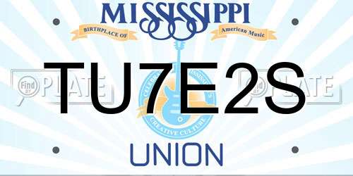 TU7E2S Mississippi License Plate