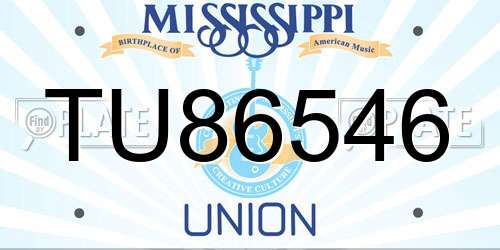 TU86546 Mississippi License Plate