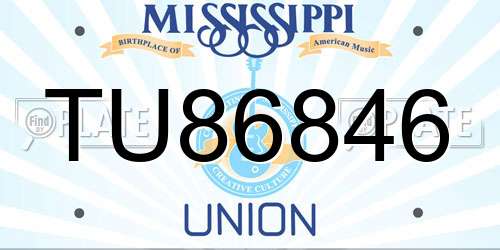 TU86846 Mississippi License Plate