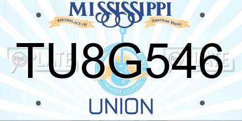 TU8G546 Mississippi License Plate