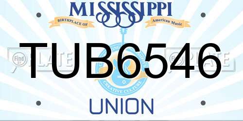 TUB6546 Mississippi License Plate