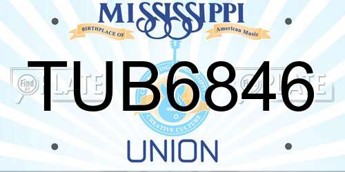 TUB6846 Mississippi License Plate