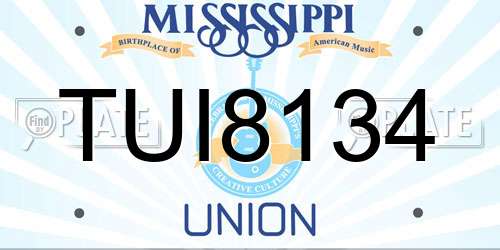 TUI8134 Mississippi License Plate