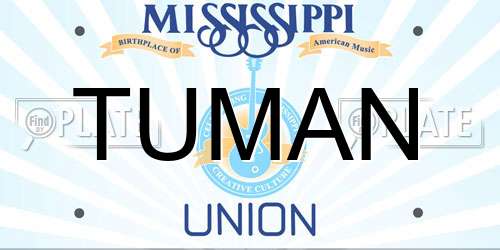 TUMAN Mississippi License Plate
