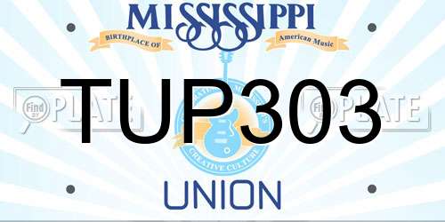 TUP303 Mississippi License Plate