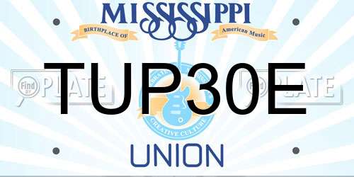 TUP30E Mississippi License Plate