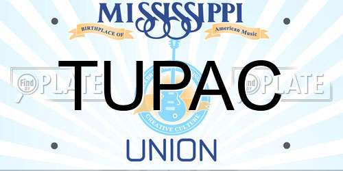 TUPAC Mississippi License Plate