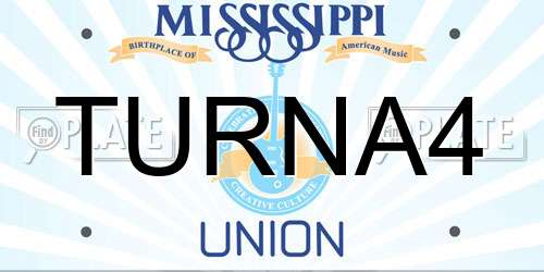 TURNA4 Mississippi License Plate