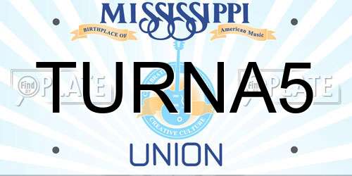 TURNA5 Mississippi License Plate