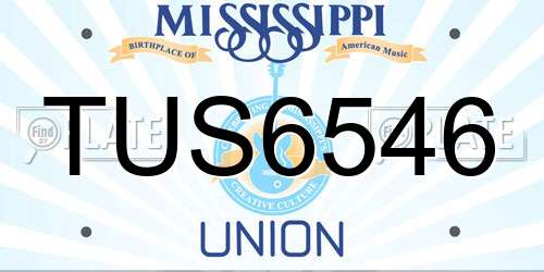 TUS6546 Mississippi License Plate