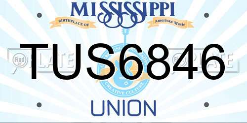 TUS6846 Mississippi License Plate