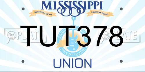TUT378 Mississippi License Plate