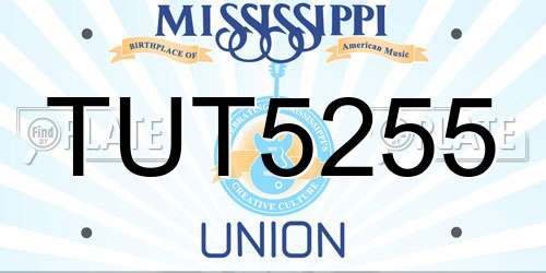 TUT5255 Mississippi License Plate