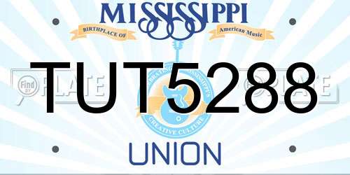TUT5288 Mississippi License Plate