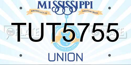 TUT5755 Mississippi License Plate