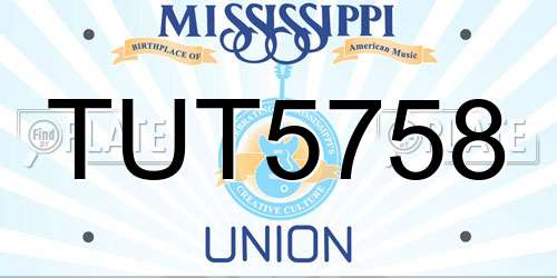 TUT5758 Mississippi License Plate