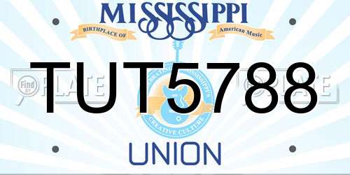 TUT5788 Mississippi License Plate