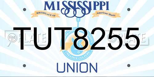 TUT8255 Mississippi License Plate
