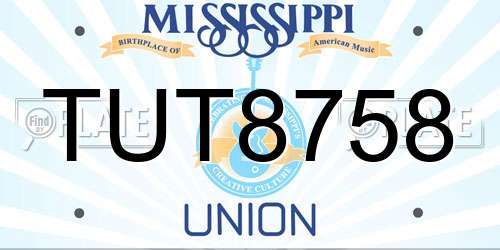 TUT8758 Mississippi License Plate