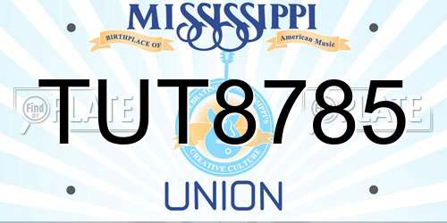 TUT8785 Mississippi License Plate