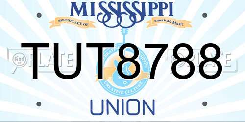 TUT8788 Mississippi License Plate