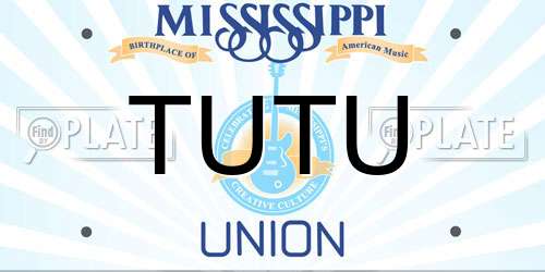 TUTU Mississippi License Plate