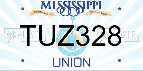 TUZ328 Mississippi License Plate