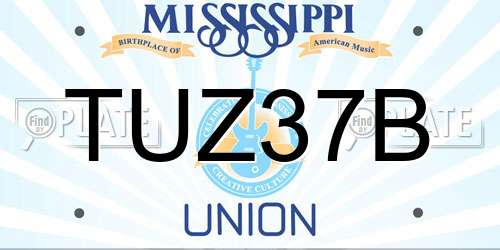 TUZ37B Mississippi License Plate