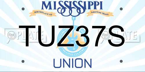 TUZ37S Mississippi License Plate