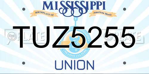 TUZ5255 Mississippi License Plate