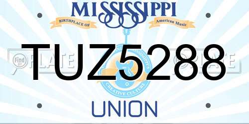TUZ5288 Mississippi License Plate