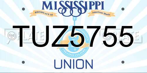 TUZ5755 Mississippi License Plate