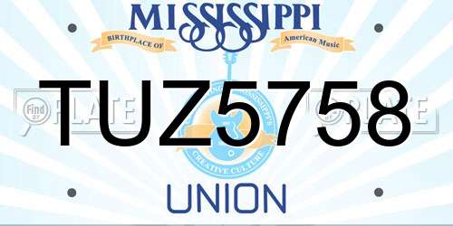 TUZ5758 Mississippi License Plate
