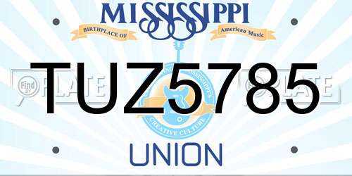 TUZ5785 Mississippi License Plate