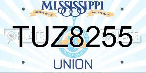 TUZ8255 Mississippi License Plate