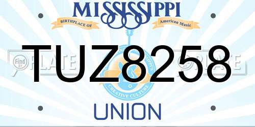 TUZ8258 Mississippi License Plate
