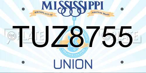 TUZ8755 Mississippi License Plate